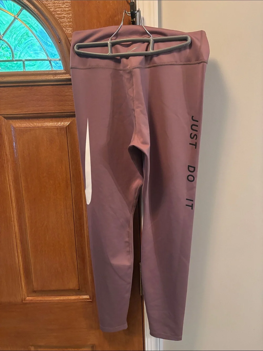 Nike Maroon Leggings with White Swoosh